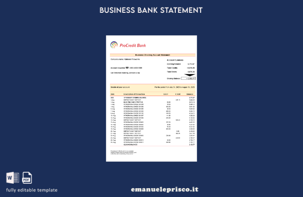 stile verificato Modello di estratto conto verificabile dell'organizzazione ProC